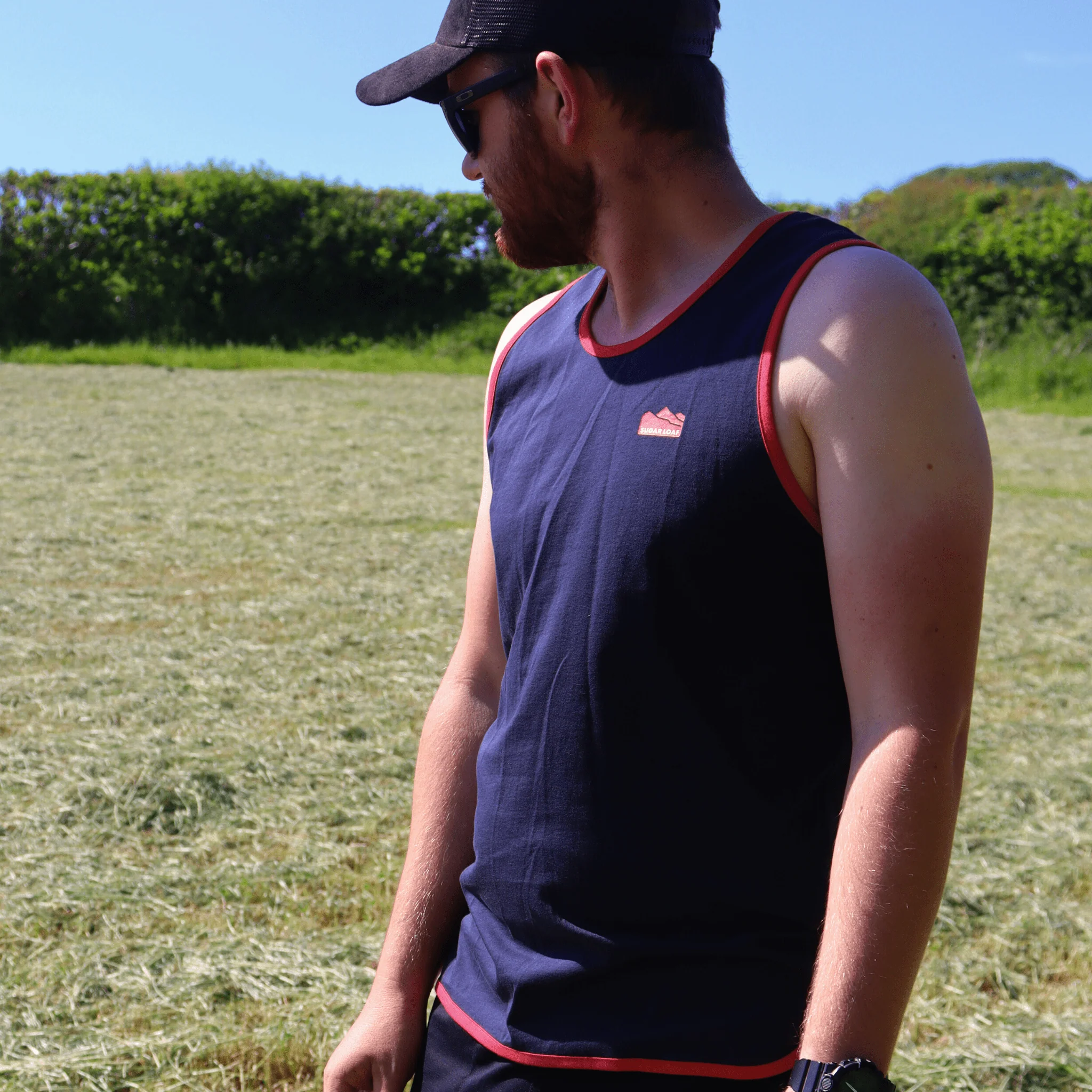 Sugar Loaf Shearing Singlet - Navy/Red - Image 8