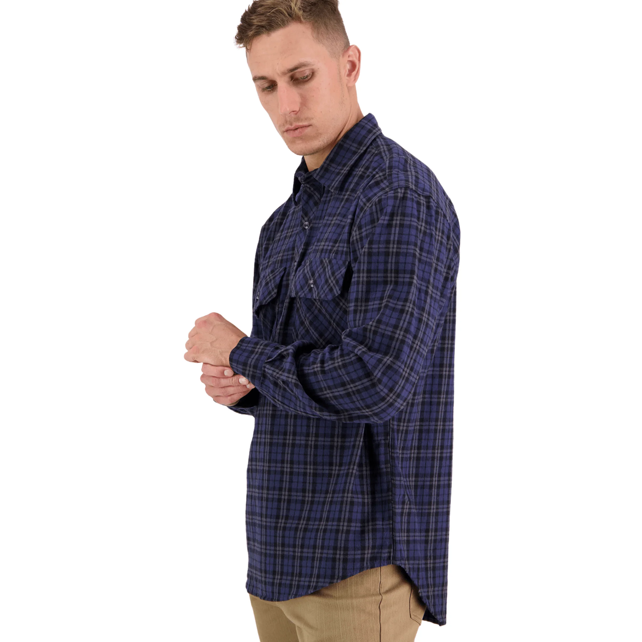 Swanndri Barn Yarn Dye Shirt - Blue - Image 2