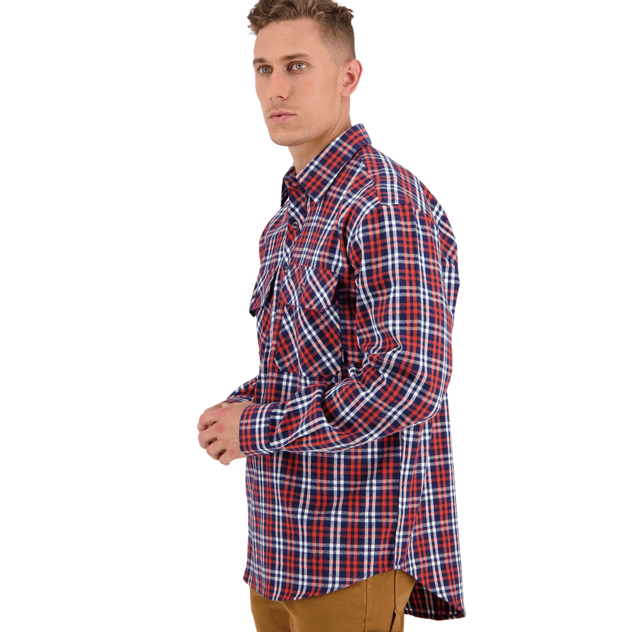 Swanndri Barn Yarn Dye Shirt - Orange - Image 2